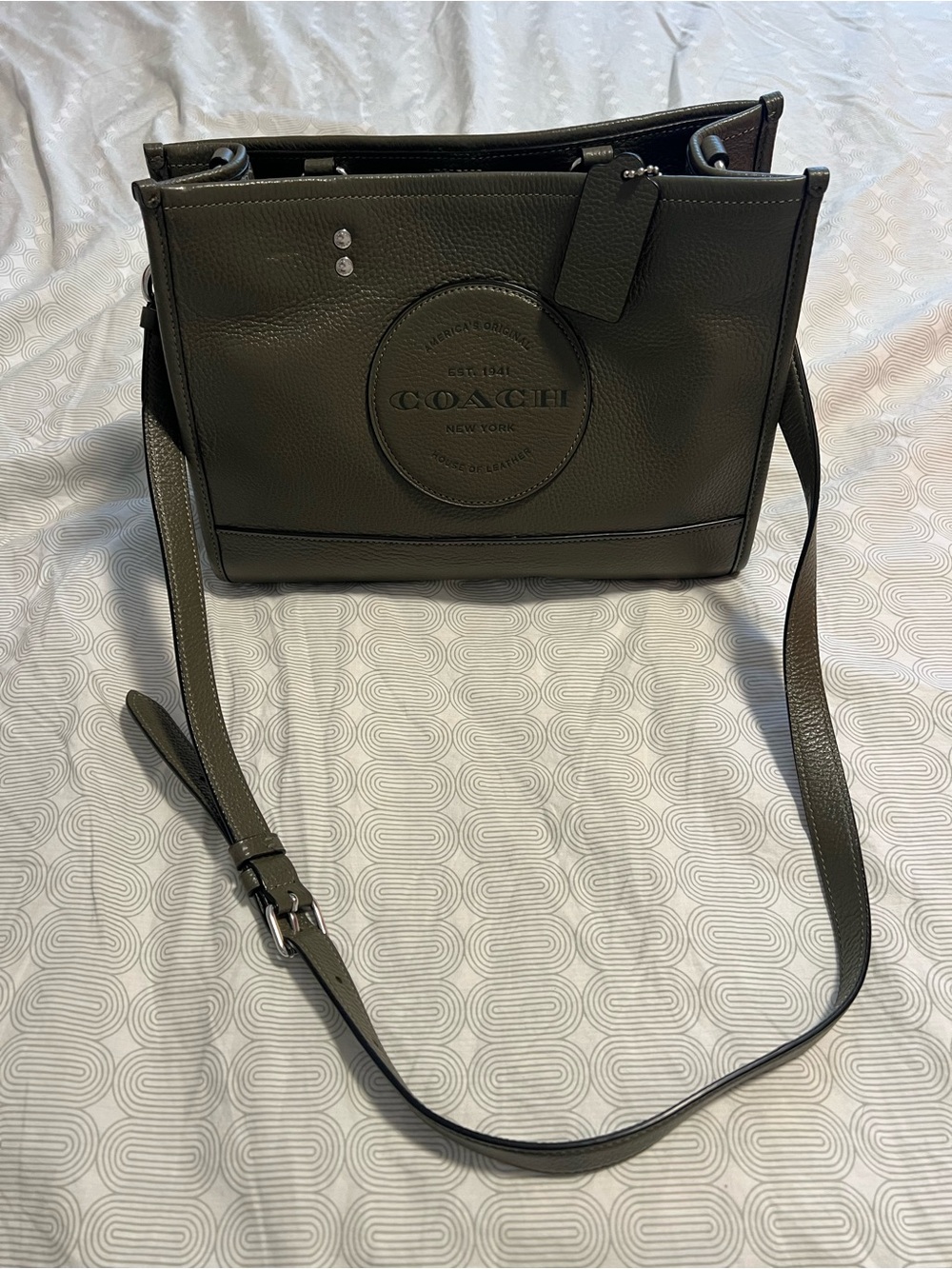COACH Pebbled Leather Crossbody in Olive